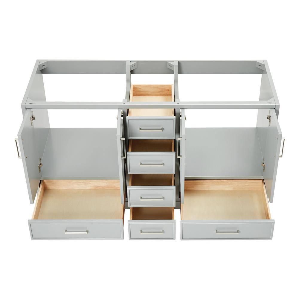 Stafford 61" Light Gray Wood Double Freestanding Vanity Cabinet