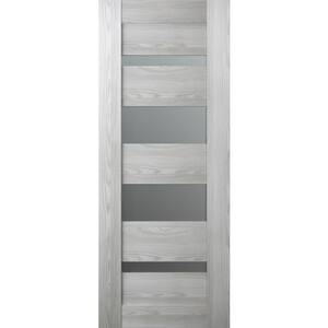 Vona 07-01 18 in. x 84 in. No Bore 5-Lite Frosted Glass Ribeira Ash Wood Solid Composite Core Interior Door Slab
