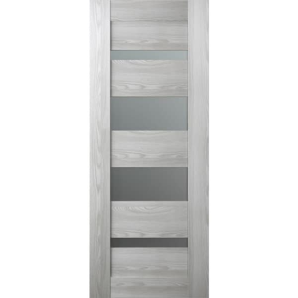 Belldinni Vona 07-01 18 in. x 84 in. No Bore 5-Lite Frosted Glass Ribeira Ash Wood Solid Composite Core Interior Door Slab