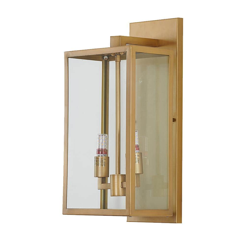 Martin 2-Light Brass Hardwired Outdoor Wall Lantern Sconce