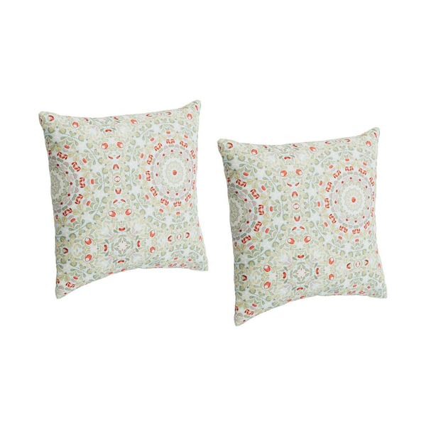 18 in. x 18 in. Outdoor Patio Throw Pillow in Seabreeze Medallion (Set of 2)