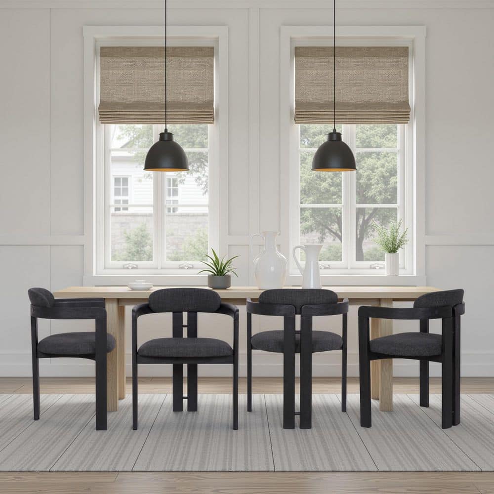 Armen Living Jazmin Charcoal / Black Fabric Arm Chair (Set of 4