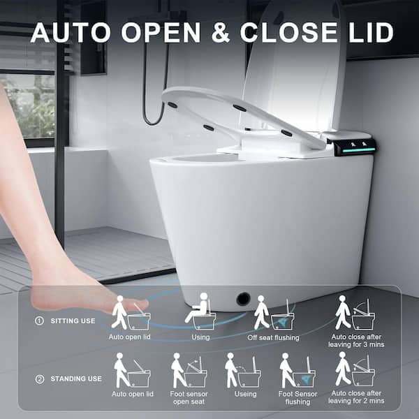 CATALINA 1.28 GPF Smart Bidet Toilet with Auto Open/Close Lid, Gloss White