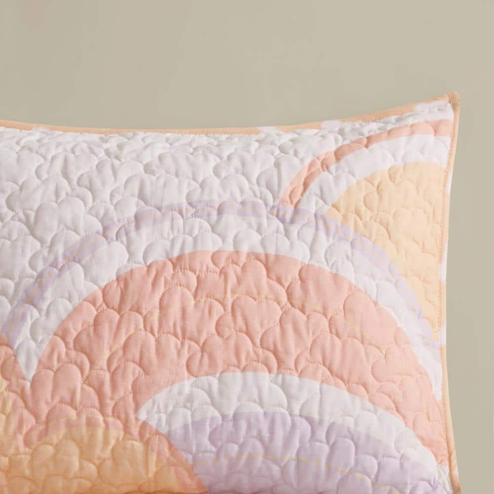 Full/Queen Reversible Cotton Quilt Set with Sunshine and Cloud Print