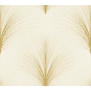 Ivory Papyrus Plume Metallic Non-pasted Non-Woven Paper Wallpaper