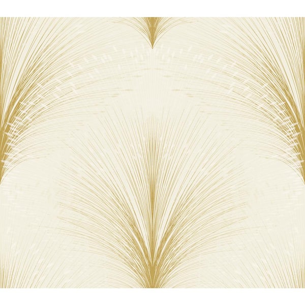 York Wallcoverings Ivory Papyrus Plume Metallic Non-pasted Non-Woven Paper Wallpaper