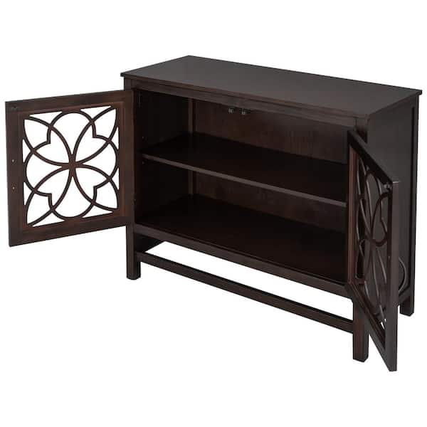 Angel Sar Brown Buffet with Doors and Adjustable Shelf