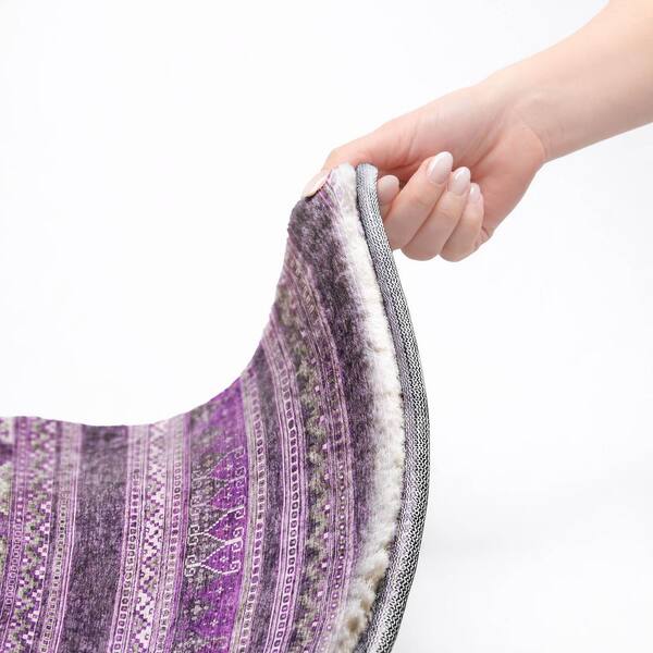 Dream Shag Premium Machine Washable Abstract ADS714 Purple 2 ft. x 7 ft. Runner Rug