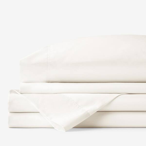 The Company Store 4-Piece Ivory Solid 300-Thread Count Rayon Made From Bamboo Cotton Sateen King Sheet Set