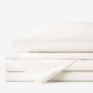 4-Piece Ivory Solid 300-Thread Count Rayon Made From Bamboo Cotton Sateen Queen Sheet Set