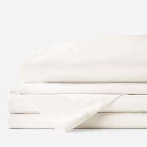4-Piece Ivory Solid 300-Thread Count Rayon Made From Bamboo Cotton Sateen King Sheet Set