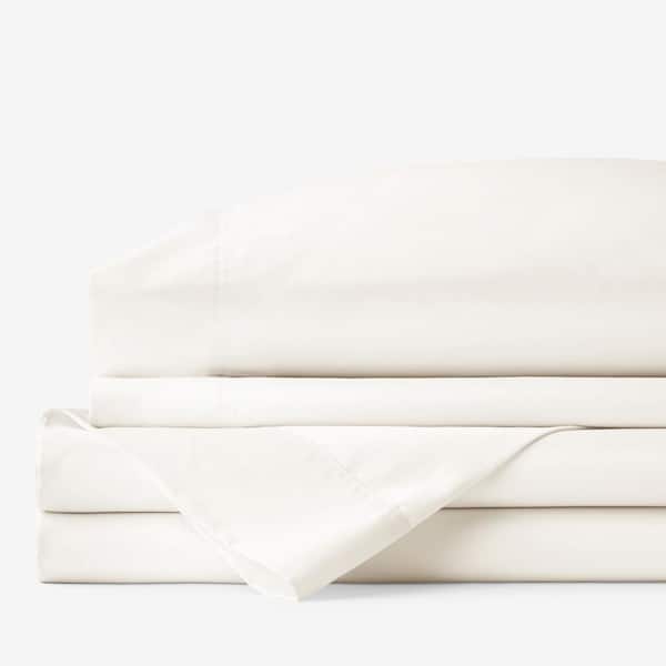 The Company Store 4-Piece Ivory Solid 300-Thread Count Rayon Made From Bamboo Cotton Sateen Queen Sheet Set