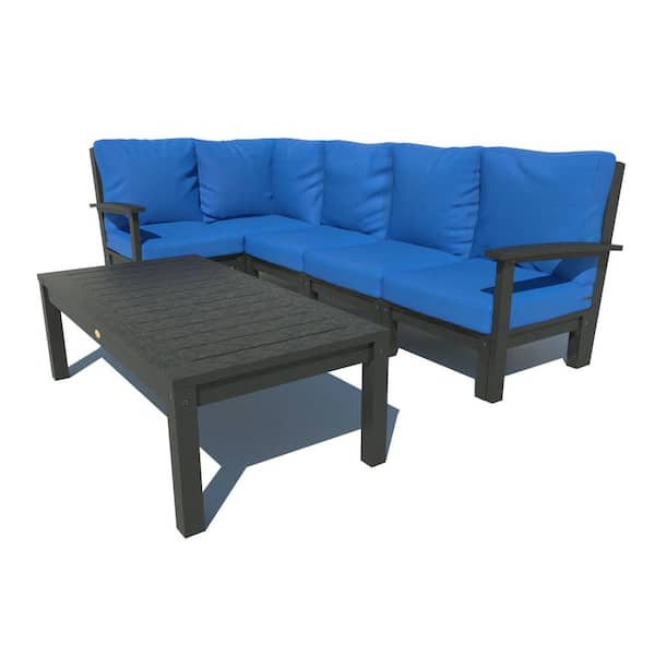 Highwood Bespoke Deep Seating 6-Piece Plastic Outdoor Sectional Set with Conversation Table and with Cushions