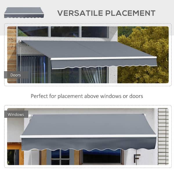 Outsunny 8 ft. Manual Retractable Awning Sun Shade Shelter