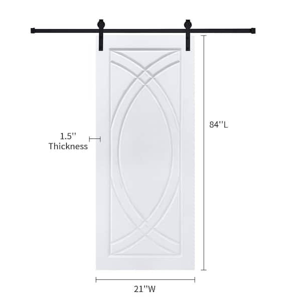 AIOPOP HOME Modern Art Panel 21 in. x 84 in. MDF White Barn Sliding Door With Hardware kit