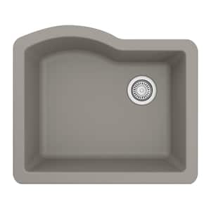Undermount Quartz Composite 24 in. Single Bowl Kitchen Sink in Concrete