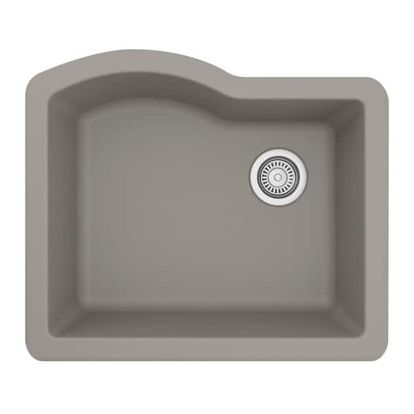 Undermount Quartz/Granite Composite 24 in. Single Bowl Kitchen Sink in Concrete