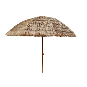 8ft Outdoor Beach Brown Tropical Thatched Straw Parasol Straw Umbrella