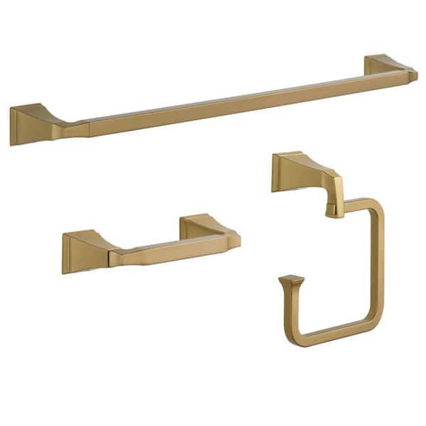 Delta Dryden 3-Piece Bath Hardware Set with 24 in. Towel Bar, Toilet Paper Holder, Towel Ring in Champagne Bronze