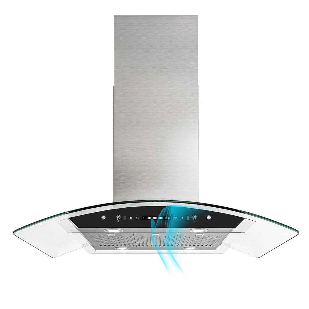 36 in. 900 CFM Ducted Island Range Hood in Stainless Steel with Tempered Glass, Touch Control LCD and Gesture Control price history on PriceWatchPro