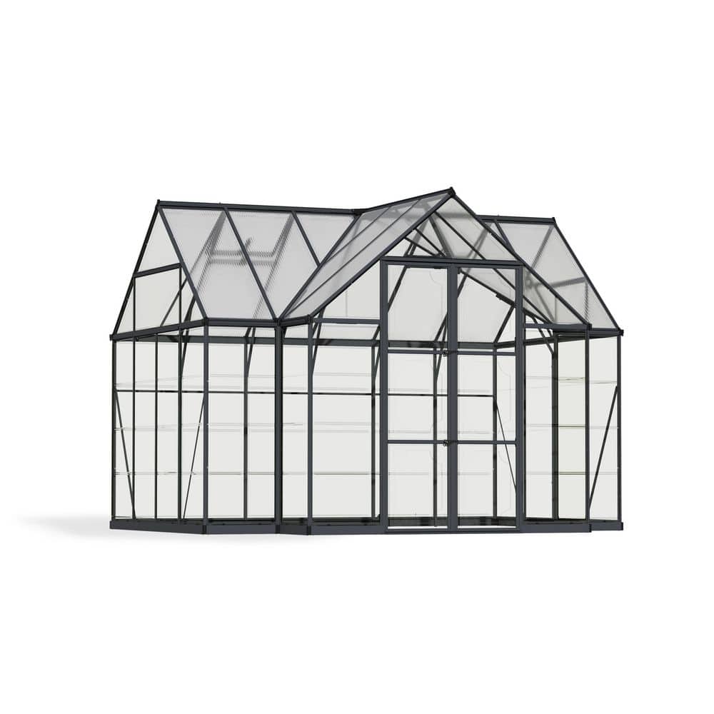 Charcoal Gray Aluminum 12' x 10' Chalet Greenhouse with Roof Vents