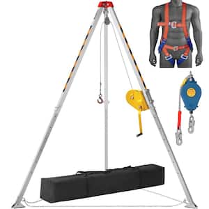 Confined Space Tripod Kit 2600 lbs. Winch Rescue Tripod w/8 ft. Leg, 98 ft. Cable, 33 ft. Fall Protection and Harness