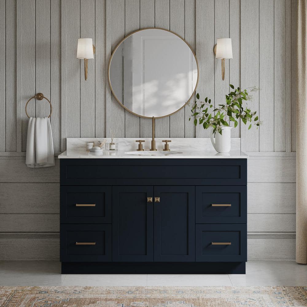 ARIEL Hamlet 55 in. W x 22 in. D x 35.25 in. H Freestanding Bath Vanity ...