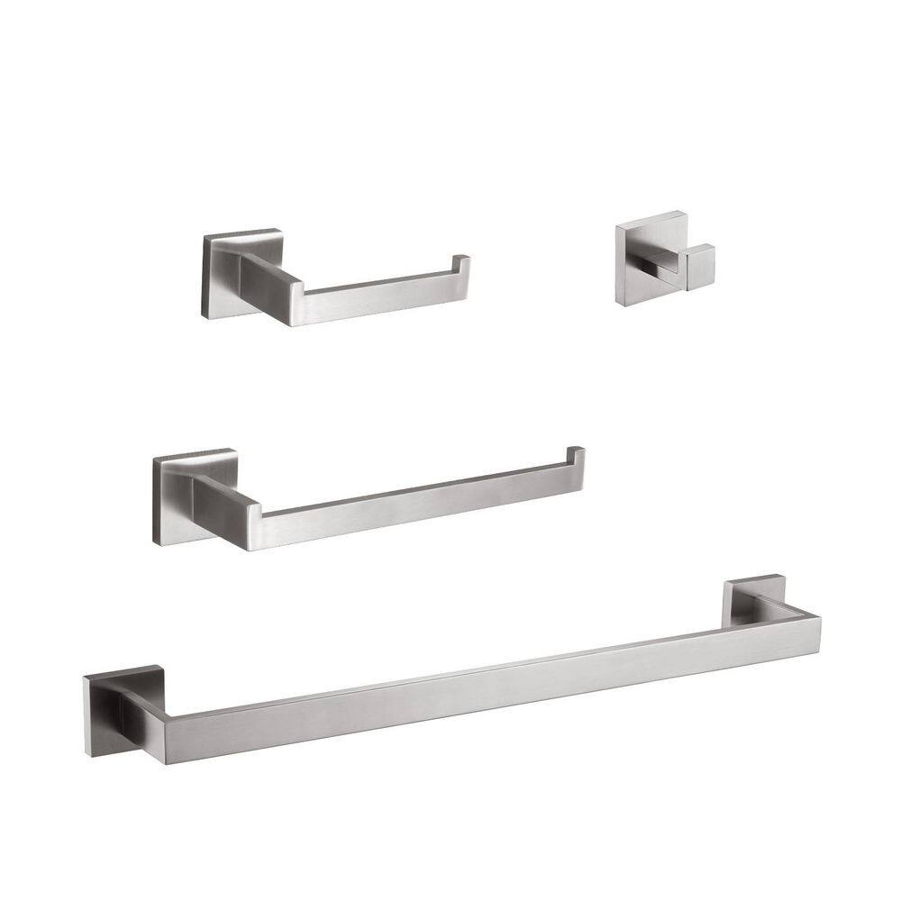4-Piece Bath Hardware Set with Towel Bar Toilet Paper Holder Towel Hook in Brushed Nickel price history on PriceWatchPro