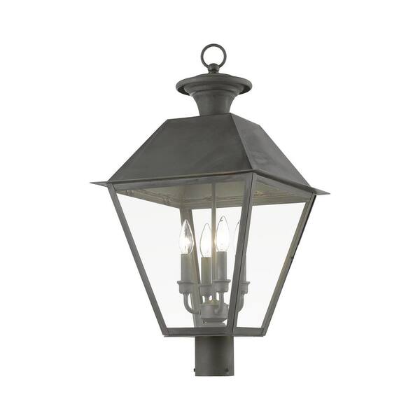 Progress Lighting Crawford Collection 4-Light Oil Rubbed Bronze Clear  Beveled Glass New Traditional Outdoor Post Lantern Light P5474-108 - The  Home Depot