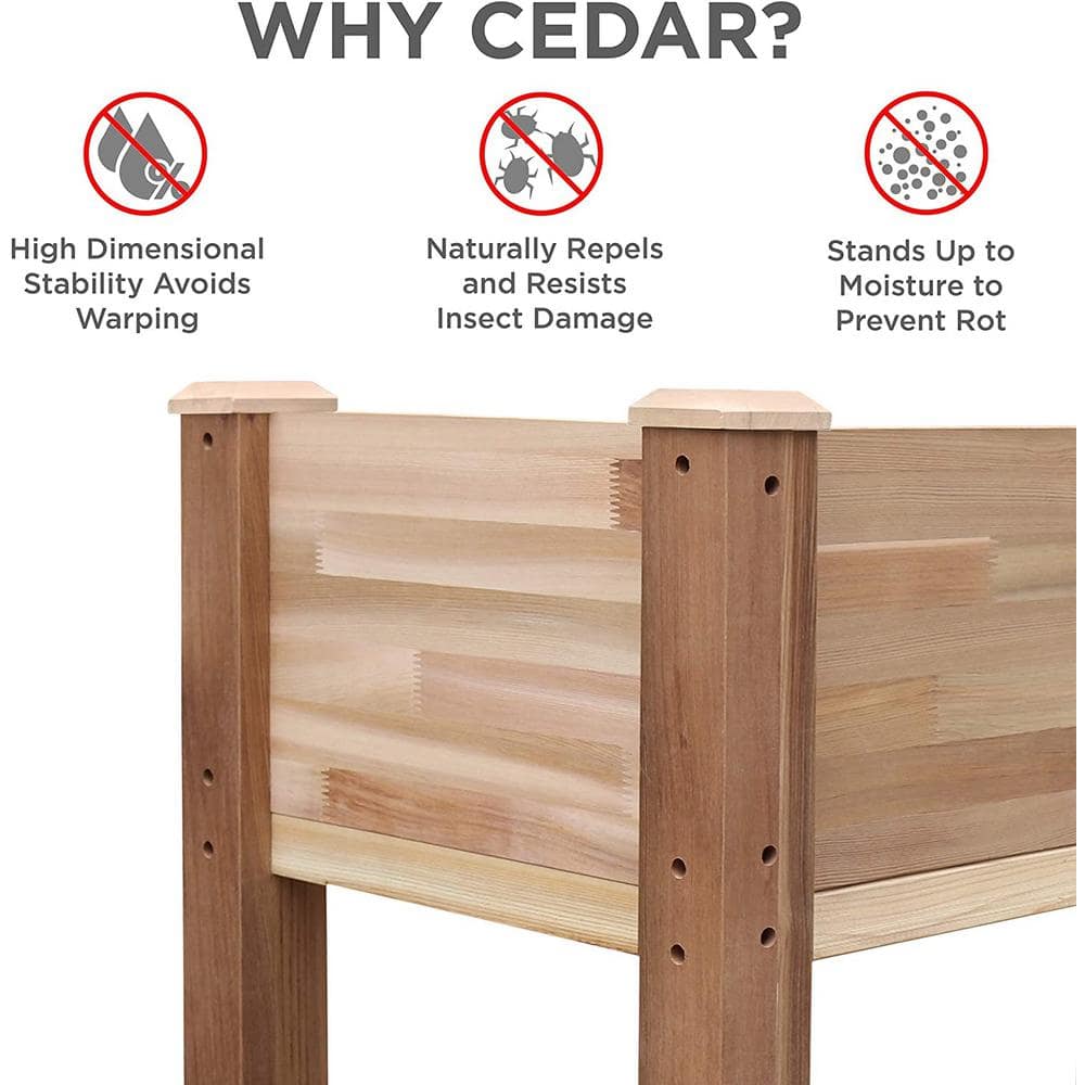 Elevated Cedar Wood Raised Garden Bed Planter Box