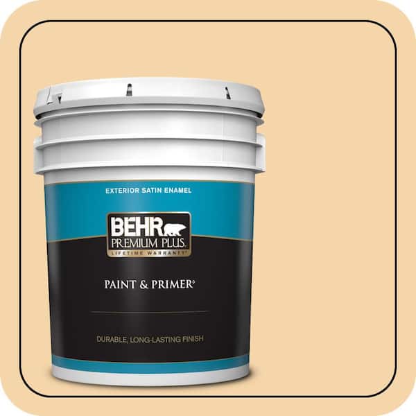 BEHR PREMIUM PLUS 5 gal. #PPU6-08 Pale Honey Satin Enamel Exterior Paint & Primer