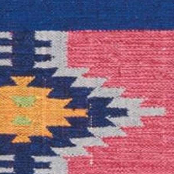 5 ft. x 7 ft. Gray and Red Southwestern Handmade Area Rug with Fringe