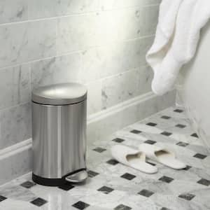 6 Liter Semi-Round Step Trash Can, Brushed Stainless Steel