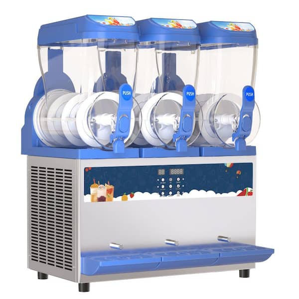 Unbranded BZD 1522 oz. Snow Cone Machine in Blue with Stainless Steel Body, 3 x 15 L Tanks