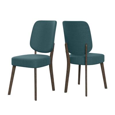 Caribbean Blue Linen Dining Chairs, Blue Microfiber Dining Chairs