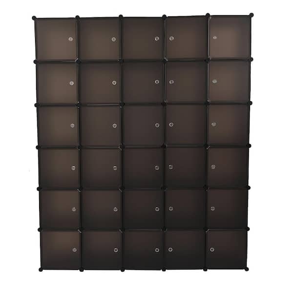 Winado 83 in. H x 17.7 in. W x 68.9 in. D Brown Plastic Portable Closet with Cube Organizer
