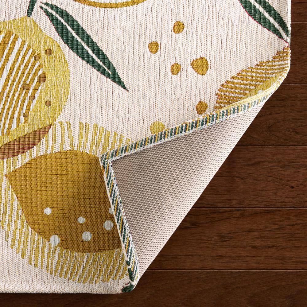 Cream Lemon Print Washable Non-Slip Kitchen Mat 24"x40"