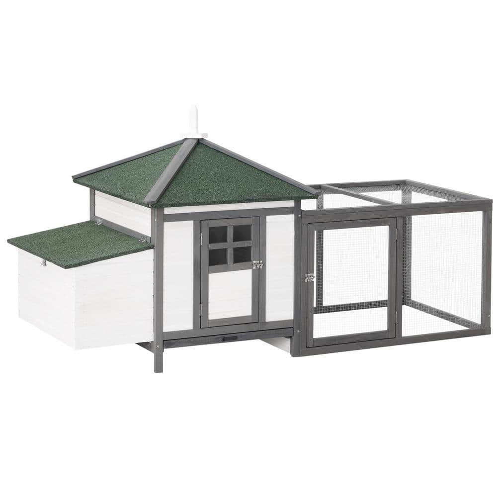 PawHut 77 in. Grey Wooden Chicken Coop 0.00037Acre InGround w