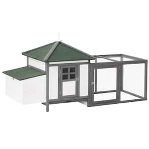 77 in. Grey Wooden Chicken Coop 0.00037-Acre In-Ground w/Weatherproof Roof, Poultry Fencing and Removable Tray
