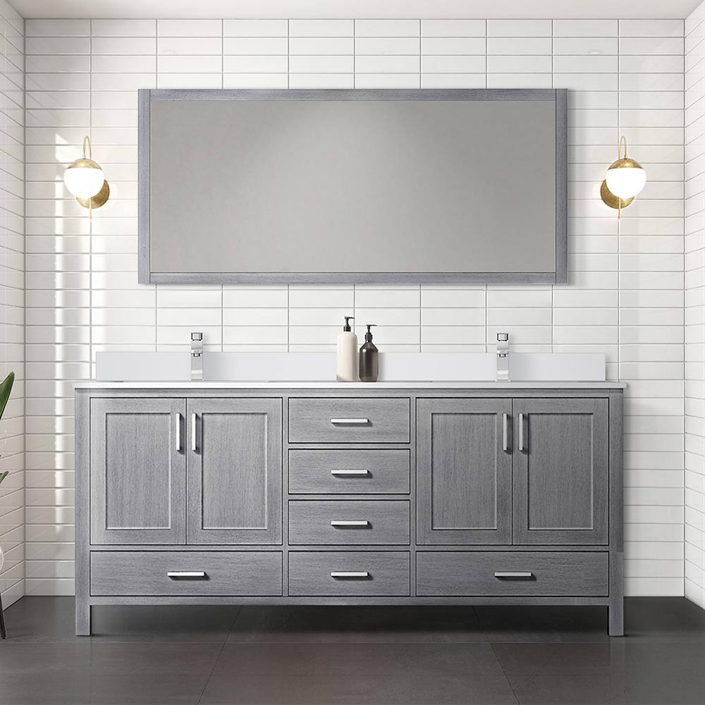 Lexora Jacques 72 in. W x 22 in. D Distressed Grey Bath Vanity
