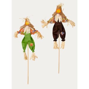 18 in. Fall Gnome Scarecrow on Wood Pick (Set of 2)