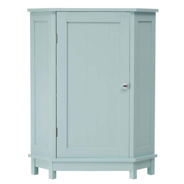 Miscool Anky 17.5 in. W x 17.5 in. D x 31.4 in. H Green MDF Freestanding Bathroom Triangle Corner Storage Linen Cabinet