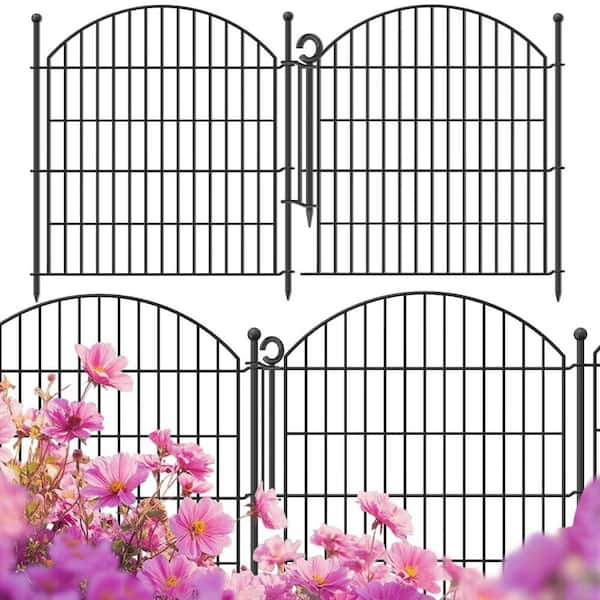 32 in. x 12 ft. No-Dig Garden Fence, 5-Pack Metal Animal Barrier with Lock - Arched Proof Fence for Flower Beds, Yard