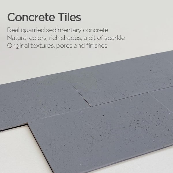 Concrete Subway 4pcs Slate Pewter 24 in. x 6 in. Other Peel and Stick Tile Decorative Backsplash (3.44 sq. ft./Pack)
