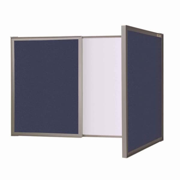 ghent Visuall PC 36 in. W x 24 in. H Whiteboard Cabinet with Blue Tackboard Doors