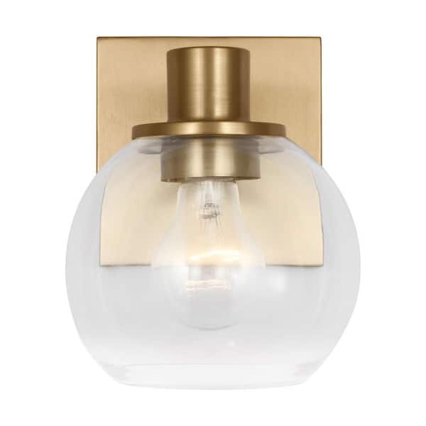 Generation Lighting - Rito 6 in. W x 7.125 in. H 1-Light Satin Brass Dimmable Wall Sconce with No Bulb Included