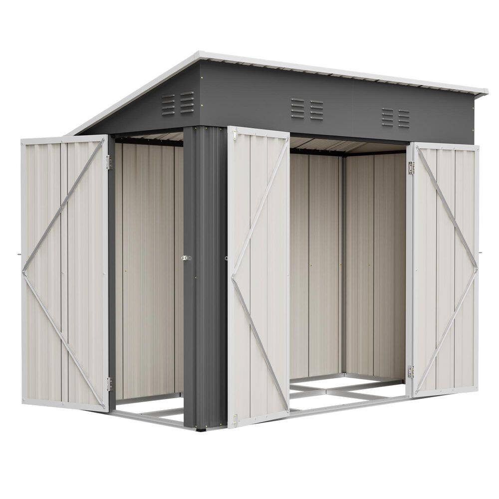 4 ft. D x 8 ft. W Outdoor Metal Lean-to Shed Garden Tool Storage Shed with Additional Side Door (27.67 sq. ft. ) price history on PriceWatchPro