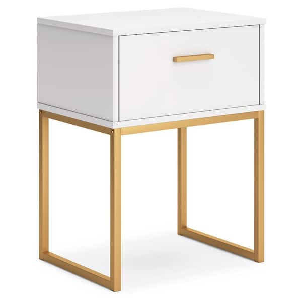 Socalle White 1 Drawer 20 in. W Nightstand