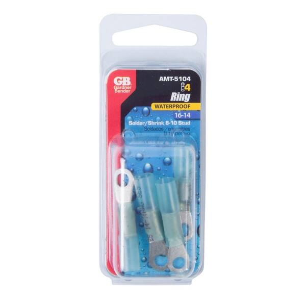 16-14 AWG Heat Shrink #10 Stud Multi Stud Ring Terminal 100/Pkg. 16-14 AWG Heat Shrink #10 Stud Multi Stud Ring Terminal 100/Pkg.