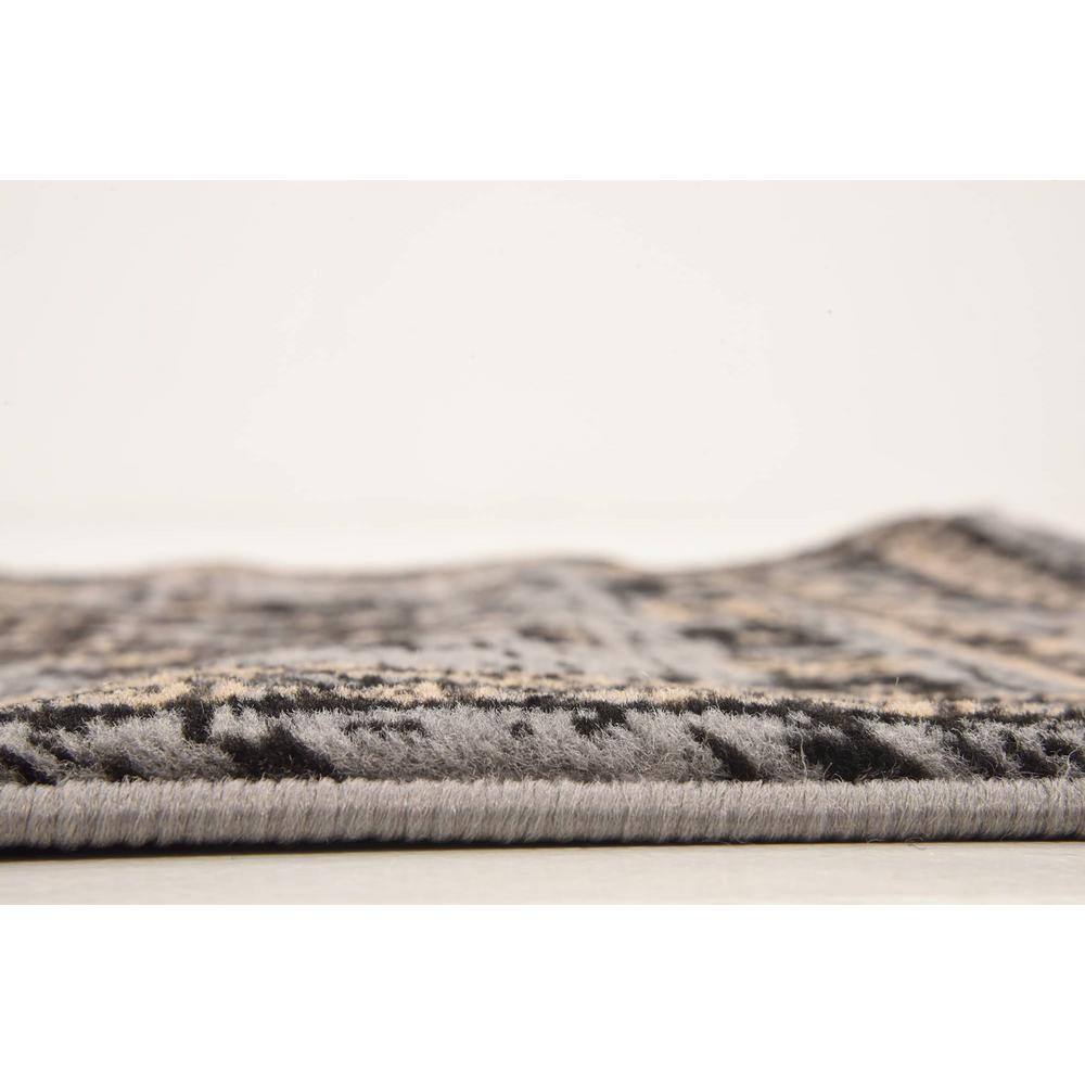 Modern Gray Synthetic Indoor Runner Rug 2' 2" x 8' 2"